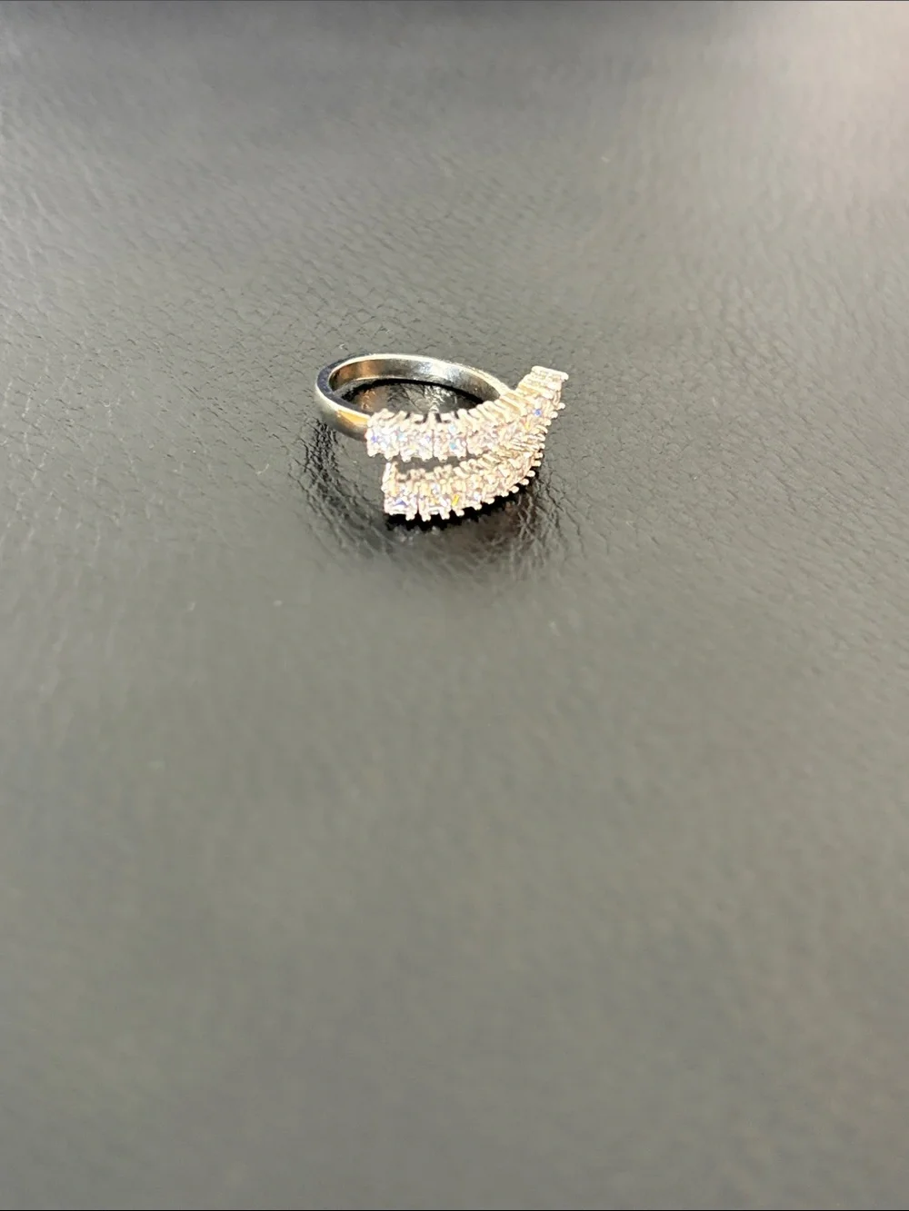 Sterling Silver Double Row CZ Stackable Ring - White